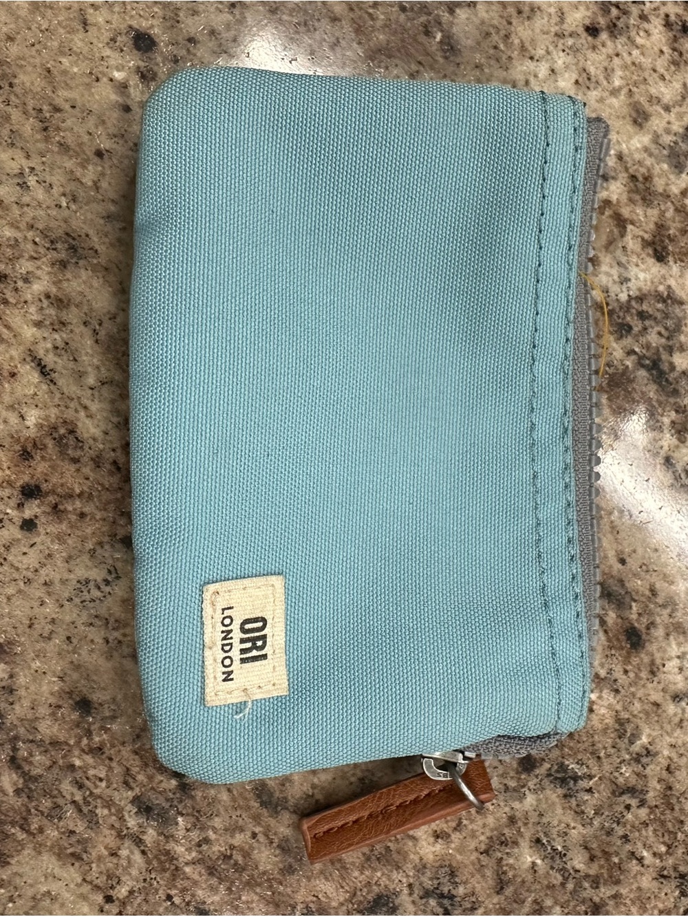Orion London Aqua Canvas Zip Wallet with Brown Leather Pull